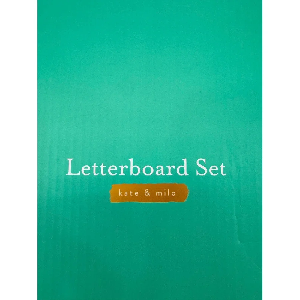 Kate & Milo Letterboard Set 10x10 Gray Wood Frame 188 White Letters Numbers